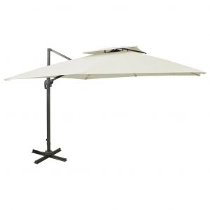 Prolenta Premium - Parasol De Jardin D&eacute;port&eacute; Avec Double Plateau 300 X 300 Cm Sable - Neuf