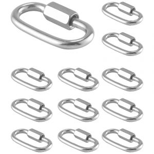 12 Pcs Quick Link M4 4mm Connecteur de chaîne en acier inoxydable,robuste Verrouillage en forme de D Looks Pour Carab - Neuf