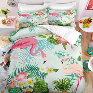 X Cm Microfibre Housse De Couette D Doux Confortable Parure De Lit Enfant Flamant Rose Parure Housse De Couette X Cm + X Taies D'oreiller Xcm - Neuf