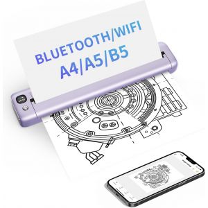 BLAZEFLUX-Rongta Imprimante Portable Sans Fil Voyage, WiFi Bluetooth Mobile, Thermique Sans Encre Ecole/Bureau/Maison, Android iOS - Neuf