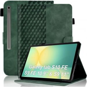 Coque Pour Samsung Galaxy Tab S9 (11 Pouce) Sm-X710/X716b/X718u Housse Cuir Pu Etui De Protection Flip Cover Case Avec Support Pochette Tablette Coque, Vert Foncé - Neuf