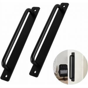 (Noir, 148 Mm) Lot De 2 Poignées De Porte Coulissantes Robustes En Alliage D'aluminium Pour Porte Intérieure Et Extérieure, Porte De Grange, Armoire, Placard, Chambre À Coucher, Avec 4 Vis - Neuf