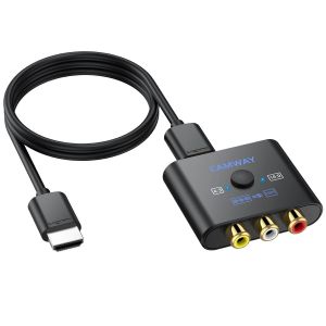 Convertisseur AV vers HDMI,16:9/4:3,1080p,Composite CVBS AV vers HDMI,Adaptateur vidéo avec câble HDMI de 50 cm,Adaptateur HDMI,Prise en Charge PAL/NTSC - Neuf