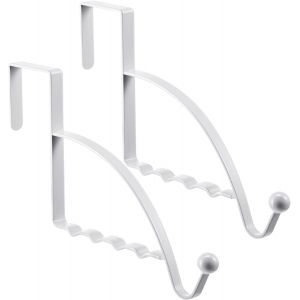 (Blanc) 2 crochets de porte simples, crochets de valet, cintres de rangement multi-suspendus pour vêtements, manteaux, serviettes, chapeaux, écharpes, sacs à main, clés et plus encore - Neuf