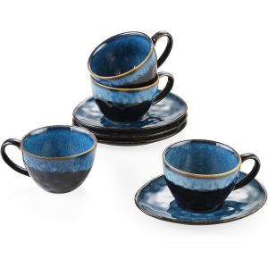 Chenquansarl-Sriestarryservicecafthencramiquepour4personnesensembledetasseetsoucoupe260mlstyleimpresionniste - Neuf