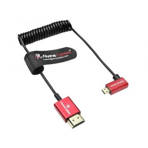 C&acirc;ble spiral&eacute; micro HDMI vers HDMI 8K 2.1 ultra fin &agrave; angle gauche pour Atomos Ninja V, 8K @ 60 Hz 4K @ 120 Hz pour Sony A7RIII A7II A7M3, pour Canon R5 M6 - Neuf