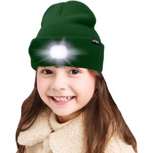 Enfants Led Casquette De Bonnet &Eacute;clair&eacute;e,Lampe Frontale Rechargeable Par Usb Chapeaux De Nuit En Tricot D'hiver Plus Chauds Lumi&egrave;re Cadeaux No&euml;l Pour Gar&ccedil;ons Filles.[F109] - Neuf