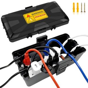 Bo&icirc;tier &eacute;lectrique ext&eacute;rieur &eacute;tanche pour rallonges et multiprises - Protection IP54 - Couvercle de prise de courant r&eacute;sistant aux intemp&eacute;ries pour prise de minuterie, prises, prises, d&eacute;coration - Neuf