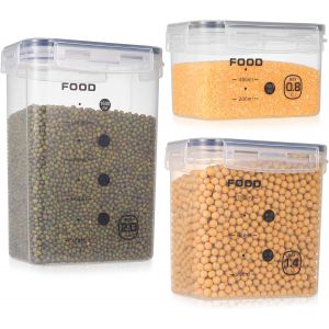 Kalanka-3 Pz Boite Alimentaire Plastique, 800ml 1400ml 2000ml Bo&icirc;tes Alimentaires En Plastique, Boite Hermetique Con Coperchi, Contenitori Ermetici Per Meal Prep, Farina, Zucchero, Riso, Spaghetti, C - Neuf