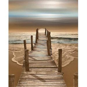 Kit De Peinture Diamant 5d À Faire Soi-Même, Scène D'automne, Pont Et Mer, 30 X 40 Cm, Décoration Murale - Neuf