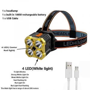 Lampe Frontale Portable &Eacute;tanche &Agrave; Led Avec Chargeur Usb, Id&eacute;ale Pour La P&ecirc;che En Plein Air Ou Le Camping-Led - Neuf