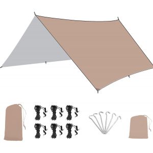 Camping Tent Tarp Waterproof 3x3/3x4 M Ultra Light Weight With Grommets Uv Snow Rain Sun Protection For Camping Picnic Hiking Hammock Outdoor Activities.[A159] - Neuf