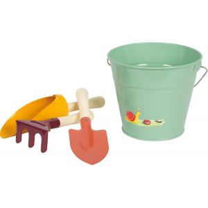 Letnerny-Set De Pelles &Agrave; Main Avec Seau &laquo; Tiny Garden &raquo;, Jouets De Jardin Et De Sable En Bois Et M&eacute;tal, D&egrave;s 3 Ans, 12665 - Neuf