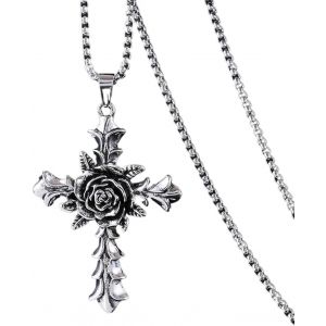 Kal-Collier Croix Homme Or Chaine Pendentif Croix Acier Inoxydable Bijoux Chretienne Croix Pour Homme Et Femme Ostern Halloween Geschenke - Neuf