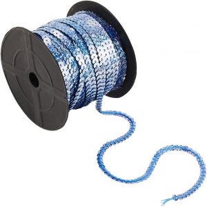 Kalanka-100 Yards 6mm Bande De Paillettes Plates Ruban De Garniture De Paillettes Bleues Corde De Paillettes Paillettes Métalliques Paillettes Holographiques Brillantes Rouleau Pour Artisanat Couture - Neuf