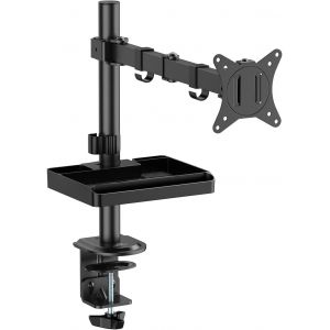 - Xtendmounts Single, Support Ecran Pc De 17 À 32 Pouces, Compatible Vesa 75X75 Et 100X100, Hauteur Et Inclinaison Ajustable, Tablette Rangement Et Support Smartphone Inclus - Neuf