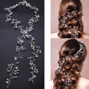 50cm Accessoire Mariage Femme F&ecirc;te Anniversaire,Bijoux Perles Cheveux D&eacute;coration Strass Mari&eacute;e Chapellerie Vigne Cheveux Mariage Fleur Accessoire Cheveux Mariage Accessoire Cheveux - Neuf