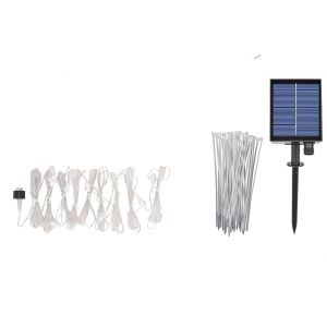 Guirlande Lumineuse Solaire &Agrave; 104 Led Pour Parasol De Terrasse - Violette, 8 Modes D'&eacute;clairage, R&eacute;sistante &Agrave; L'eau, &Agrave; &Eacute;nergie Solaire - Neuf