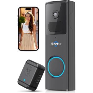 Sonnette De Porte Vidéo Hd 1080P Sans Fil Avec Son Bidirectionnel, Caméra De Sécurité Intelligente Avec Carillon, Détection De Mouvement Pir Intelligente, Vision Nocturne, Étanchéi[MAT791231] - Neuf