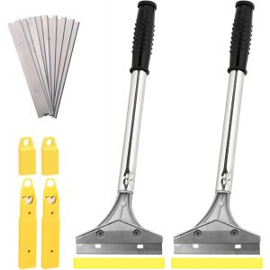 lbgwp60-2Pcs Grattoir Vitre, 21Cm Grattoir À Peinture, Grattoir Pour Colle Avec 2 Lames De Rechange, Grattoir À Papier Peint Pour Carrelage, Papier Peint, Colle, Miroir, La Table De Cuisson - Neuf