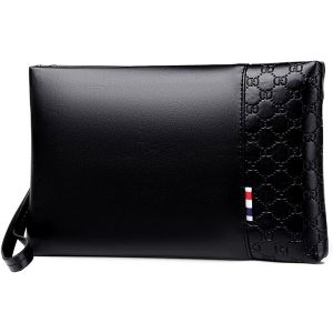 nzqaf-pochette pour homme Sac à main pour homme à la main Noir Nouveau Sac homme Cuir Élégant Grande Capacité Pochette avec fente pour cartes pour le travail Voyage Décontracté Bureau Sac - Neuf