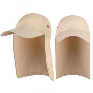 Sport De Plein Air Randonnée Camping Visière Chapeau Protection Uv Visage Cou Couverture Pêche Soleil Protecteur Casquette De Pêche Chapeau De Pluie Chapeau De Soleil Jungle - Type Beige - Neuf