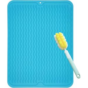 Tianyi-Tapis D'égouttement En Silicone, 50 X 40 Cm, Avec Brosse De Nettoyage, Résistant À La Chaleur, Antidérapant Et Sans Odeur, Bleu Turquoise, 50 X 40 Cm - Neuf
