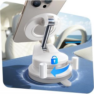 Support De Téléphone Rétractable Pour Voiture, Support De Téléphone Magnétique Sous Vide, Réglable À 360° Pour Magsafe, Support De Téléphone Pliable À Ventouse Pour Miroir/Surface Lisse, Pour - Neuf