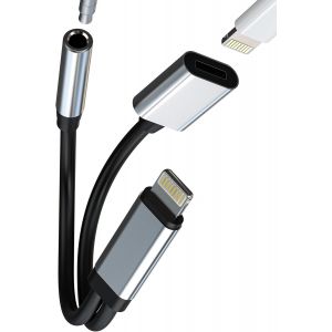 KALANKA-Adaptateur Lightning &agrave; Jack Casque 3.5mm (2 en 1) pour iPhone 14 13 Pro pour iPad Audio Casque Chargeur C&acirc;ble Convertisseur Certifi&eacute; MFI pour Apple Accessoires Voiture Connecteurs Lighting - Neuf