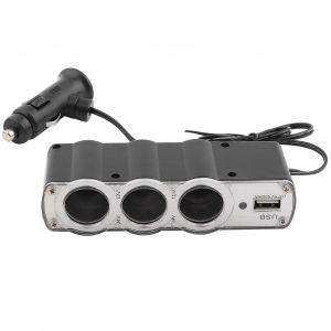 Adaptateur De Chargeur D'alimentation Cc A 3 Prises Pour Allume-Cigare De Voiture Avec Prise Usb - Neuf