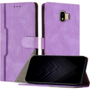Kal-Étui Pour Samsung Galaxy J4 2018, Housse En Cuir Pu Avec [Protection Antichoc Tpu] [Fonction Support] [Porte-Cartes ] Antichoc Magnétique Coque Pour Galaxy J4 2018 - Violet - Neuf