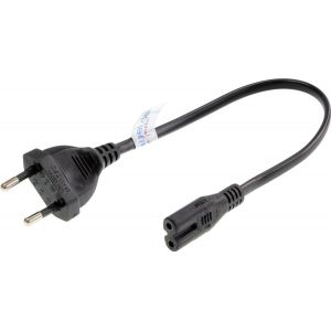Short Power Cable (Power Cable with European Flat Plug to Euro 8 Plug) Black 30 cm - Neuf