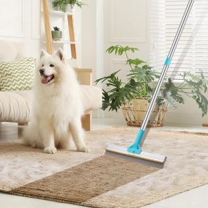 Jgd-R&acirc;teau &Agrave; Tapis 2 En 1 Pour &Eacute;pilation Des Poils D'animaux De Compagnie, Balai D'&eacute;pilation R&eacute;utilisable De 137,2 Cm Avec Longue Poign&eacute;e R&eacute;glable, &Eacute;pilateur De Poils De Chat Et De Chien Pour - Neuf