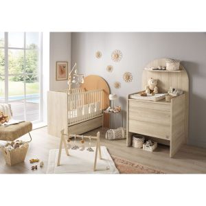 Pack chambre b&eacute;b&eacute; &eacute;volutif &iquest; lit b&eacute;b&eacute; 120x60 transformable en 90x190 + commode &agrave; langer &eacute;volutive en bureau - Neuf