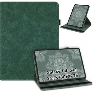 LORANKA-Coque pour Samsung Galaxy Tab S11 2025 11"" (SM-X730/X736B), Housse PU Cuir avec Rotatif 360&deg; Support & Fentes Cartes, Flip Cover Protection &Eacute;tui pour Samsung Galaxy S11, Vert - Neuf