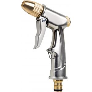 JGD-Pistolet d'arrosage haute pression en m&eacute;tal - Douchette de jardin - Pistolet pulv&eacute;risateur pour arrosage de jardin, lavage de voiture et trottoir - Argent&eacute; - Neuf
