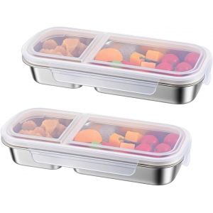 Kalanka-2 Lunch Box,Argent Bento Box Boite Repas Premium Gamelle Chauffante Bento Avec Compartiments Boite A Gouter Inox Boite Isotherme Repas Chaud,Convient Aux Bureaux Et Aux Salles De Sport(26.2x1 - Neuf