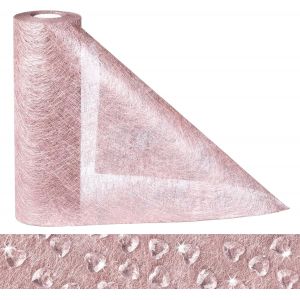 ERYI-Chemin De Table Or Rose En Non-Tissé Réutilisable, 23Cmx30M Courroie De Table Elégante Avec 150 C?urs, Ruban De Table Métallisé Décoration Pour Mariages,Communions,Baptêmes,Toutes Célébrations - Neuf