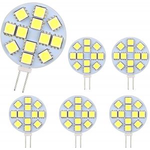 Kal-Ampoule Led G4 12v 2w, 200lm 5050 Smd Blanc Neutre 4000k, Non-Dimmable, Équivalent Halogène 20w, Ampoule Led G4 Ronde Pour Lumière D'armoire, Éclairage Encastré, Lot De 6 - Neuf