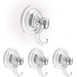 Lot de 4 Crochet Ventouse Murale Salle de Bain Porte Serviette à Ventouse Crochets Ustensile de Cuisine Douche Fenêtre Verre Carreau Key Manteau Torchon Cintre Entrée Plastique - Neuf