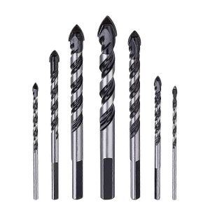7pcs ensemble de forets &agrave; ma&ccedil;onnerie en carbure de tungst&egrave;ne (3,4,5,6,8,10,12mm) - Neuf