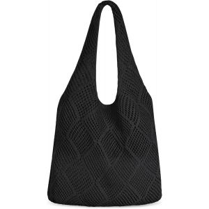 RFCBC-Sac Fourre Tout Femme en Crochet, Sac Fourre-Tout en Crochet pour Femme, Sac à Main Tendance en Tricot, Sac à Bandoulière Pour Femme Ajouré Crochet pour le Shopping et la Vie Quotidienne - Neuf