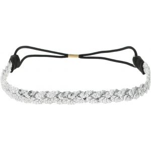 Bandeau Cheveux Femme Sequin Argent&eacute; - Bandeau Fin &Eacute;lastique Taille Unique - Headband Pour Coiffure Mariage Ou Soir&eacute;e Strass Et Paillettes - Headband F&ecirc;te Brillant Look Boh&egrave;me, Hippie Chic - Neuf