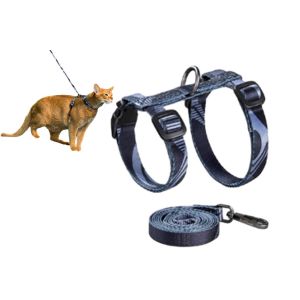 Harnais Et Laisse R&eacute;glables Pour Chatons, Anti-Fugue - Gris - Neuf