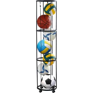 Acdsgd-Support De Balle Pour 3 Niveaux Avec Panier - Support De Balle Amovible - Rangement De Sport Pour Volley-Ball, Football, Basket-Ball - Rangement Mural (Noir) - Neuf