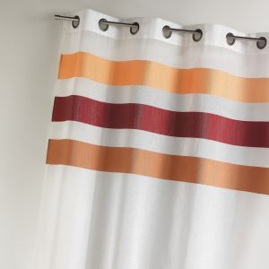 Voilage En &Eacute;tamine Fantaisie &Agrave; Rayures Horizontales - Neuf