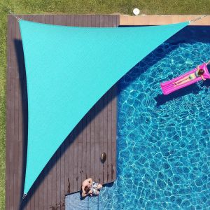 Voile D'ombrage Triangulaire 3 X 3 X 3 M, Imperm&eacute;able, Protection Uv, Pour Patio, Jardin, Terrasse, Balcon, Ext&eacute;rieur, Bleu - Neuf
