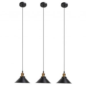 Hjlian Lot De 3 Plafonniers Industriels E27 En Fer Forge Noir Pour Couloir, Eclairage D'exterieur, 85-240 V - Neuf