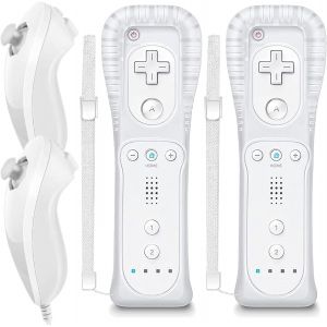 Manette Wii Avec Motion Plus Et Nunchuck, Télécommande Sans Fil Wii Remote Plus Avec Nunchuck Avec Dragonne En Silicone Pour Manette Wii/Wii U - Neuf