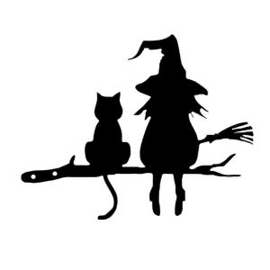 Silhouette de fer mignon sorcière et chat jardin piquet sur la branche cour Art Decor,arbre souche Plug-In,fo - Neuf